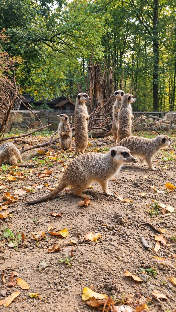 Kto pierwszy stanie na warcie? 🐾 Do naszego zoo przyjechało dziewięć samców surykatek! Surykatki to…